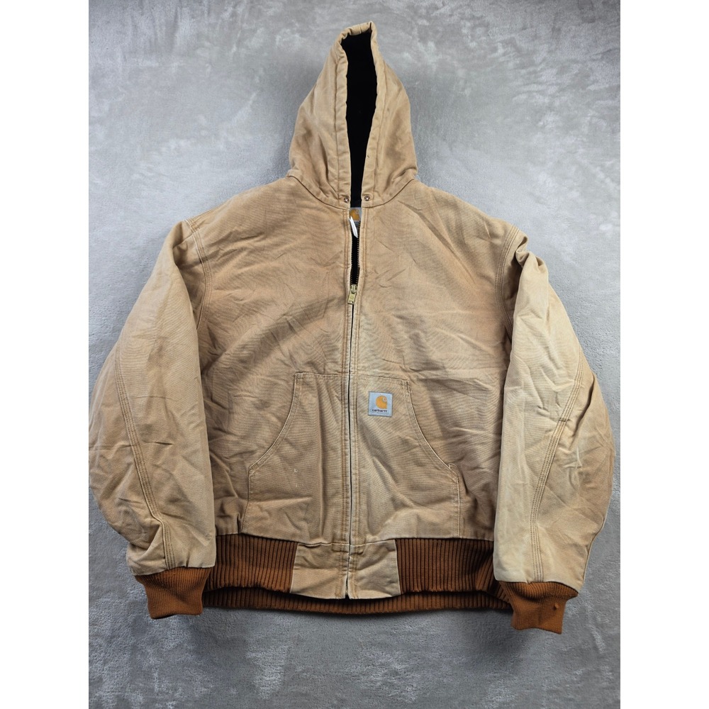 Vintage Carhartt Active Jacket Mens 2XL Brown Quilted Lined Duck Canvas Workwear